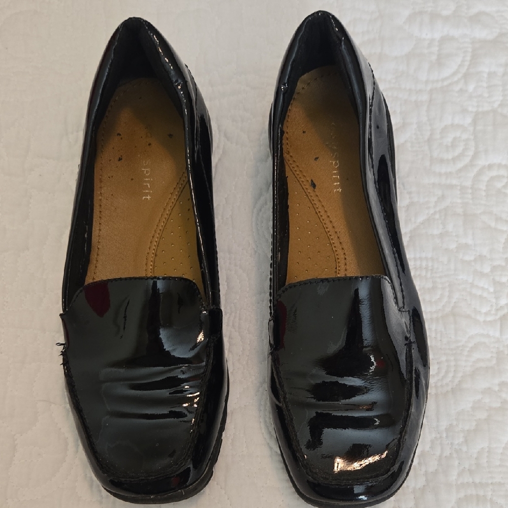 Easy Spirit Shiny Black Loafers